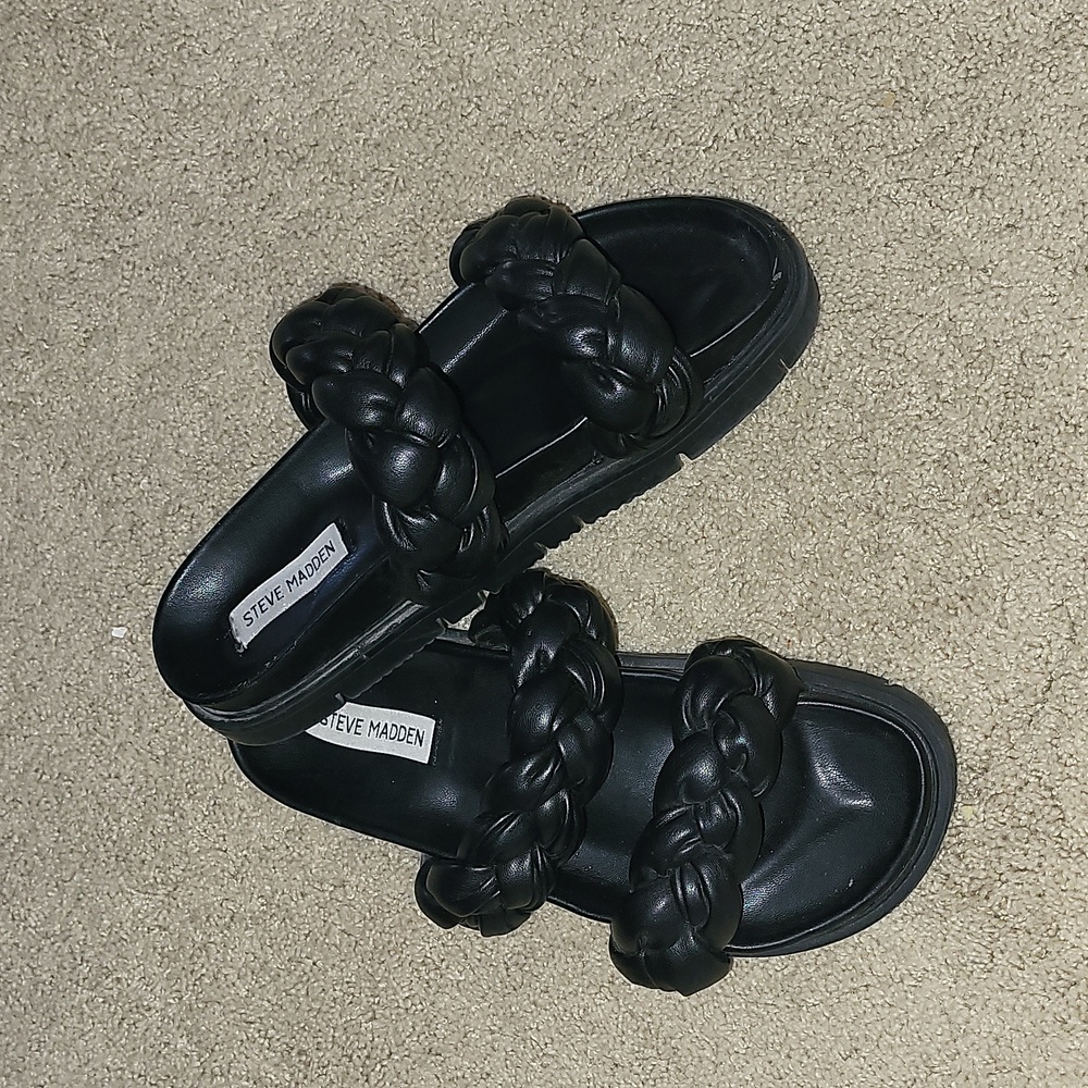 Steve Madden - Womens Choice Black - Flatform Sandals Size 8